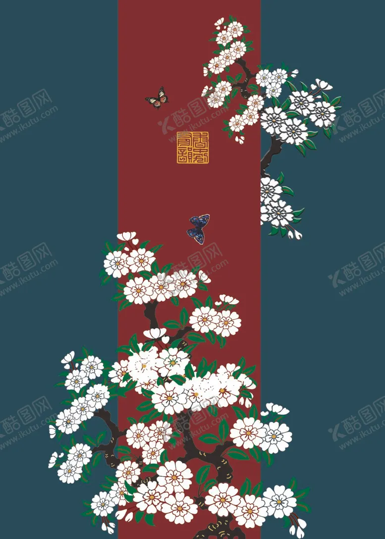 编号：76055411301315307692【酷图网】源文件下载-白色花 新中式