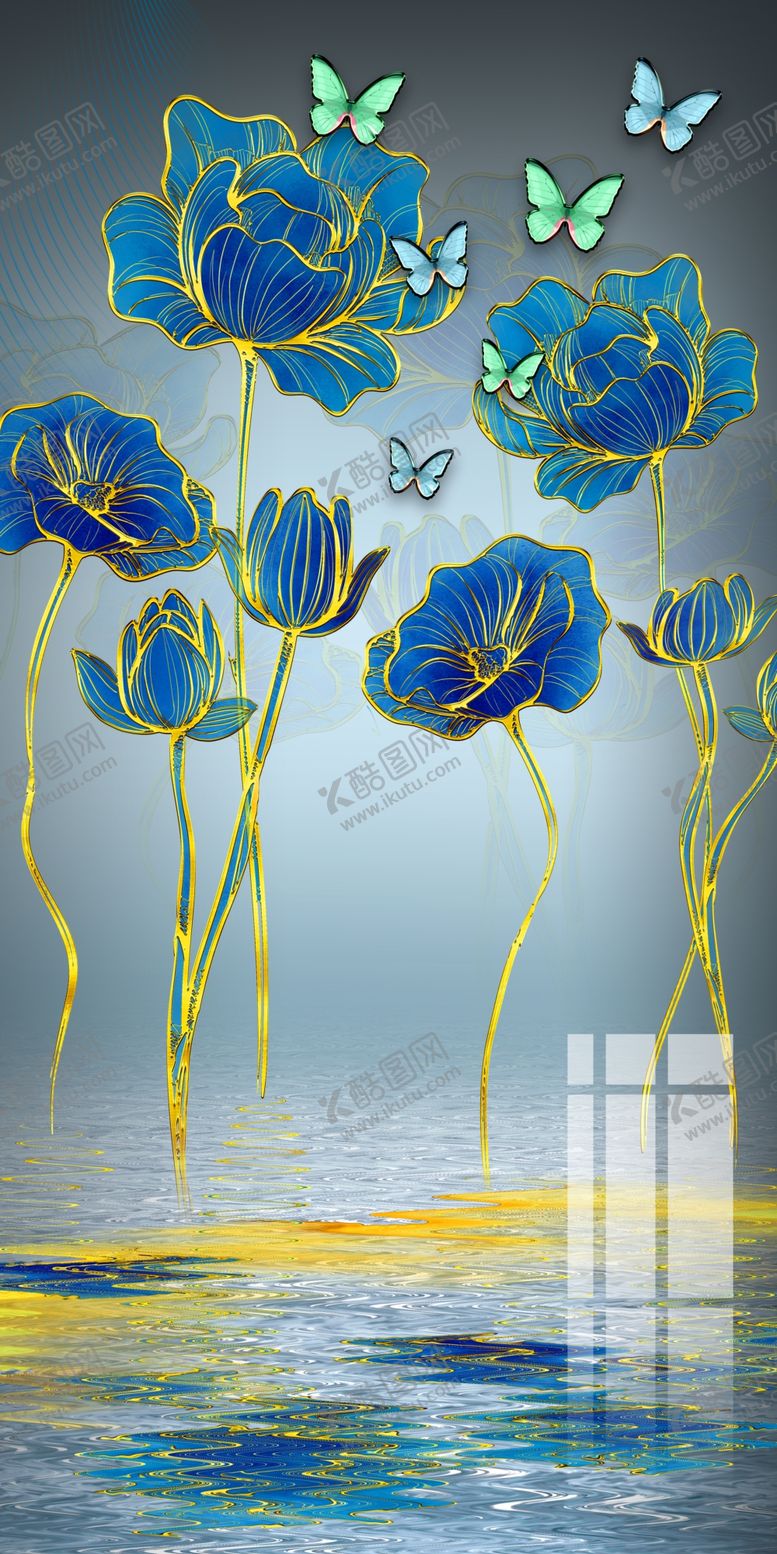 编号：37838210310933105381【酷图网】源文件下载-手绘轻奢植物玄关画