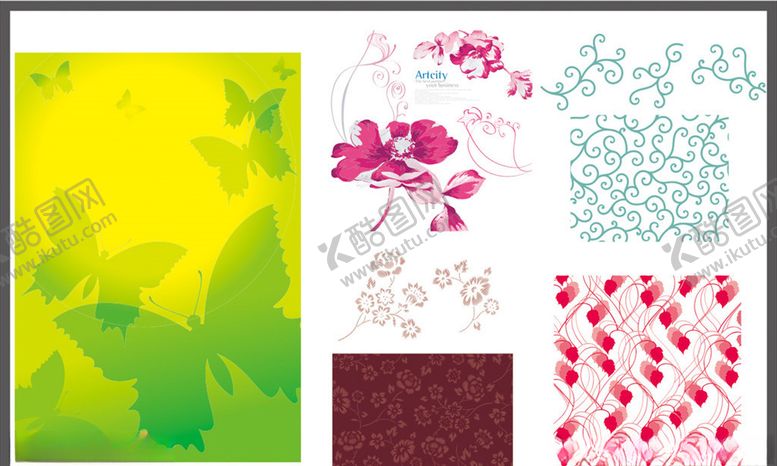 编号：85223009202032005294【酷图网】源文件下载-蝴蝶花边花纹角花