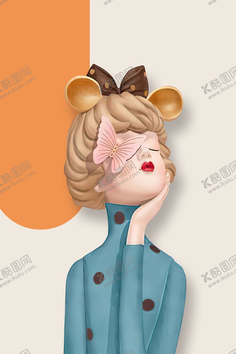 编号：53829010221253384523【酷图网】源文件下载-抽象少女瓷娃娃儿童装饰画