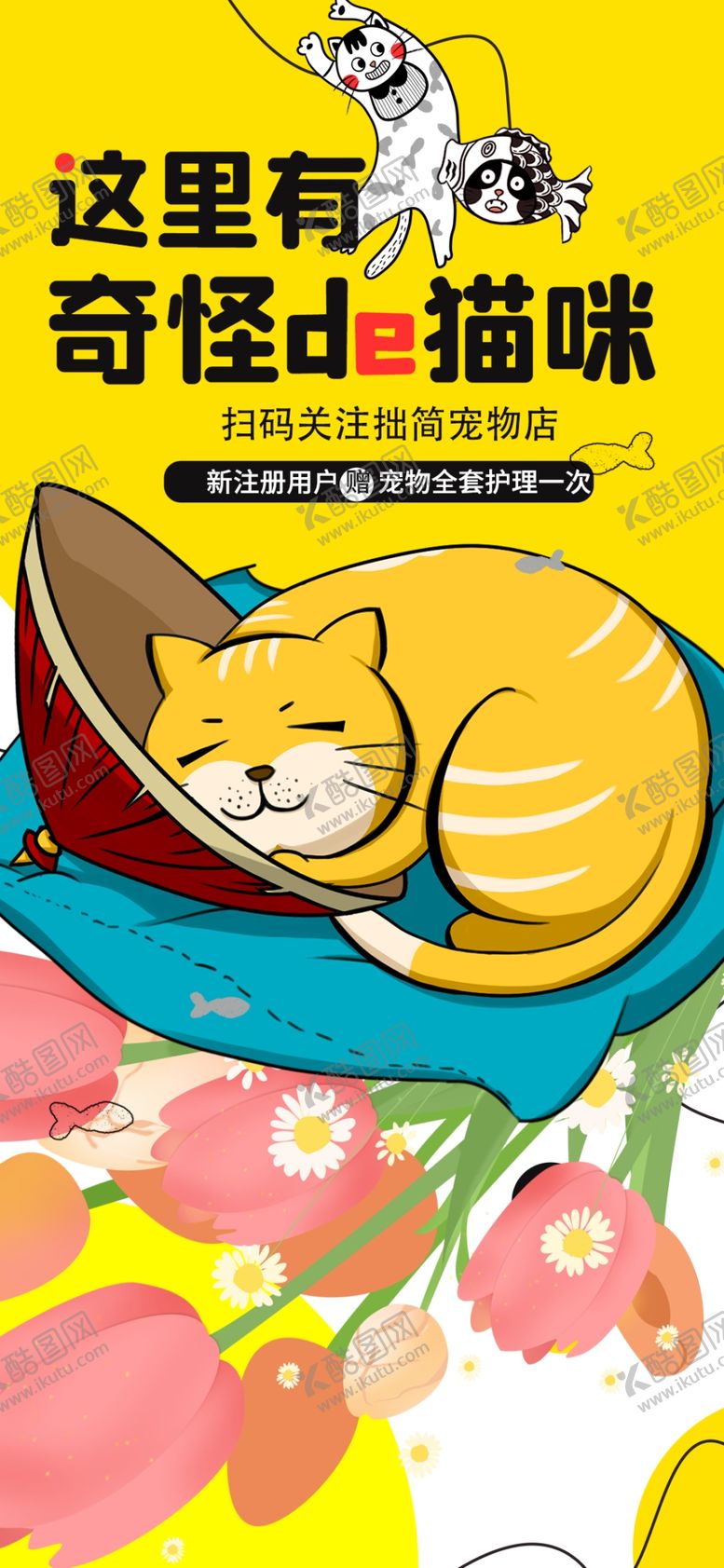 编号：67301311250023502332【酷图网】源文件下载-猫咪惬意躺卧花丛中