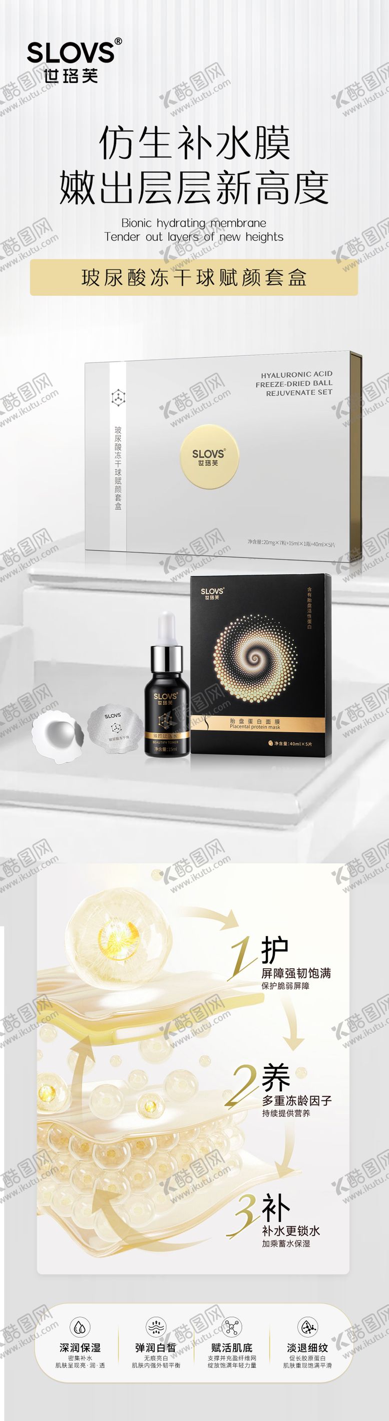 编号：15785403011315574045【酷图网】源文件下载-化妆品护肤品功效长图 