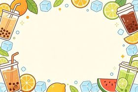 水果饮品边框图案装饰