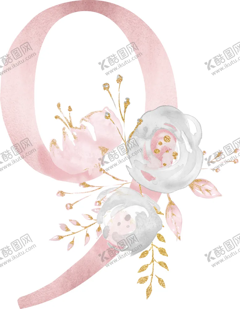 编号：43918706261833147487【酷图网】源文件下载-金粉鲜花字母数字素材