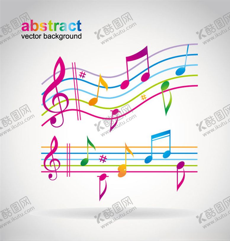 编号：99438810041943071183【酷图网】源文件下载-矢量彩色音乐五线谱素材