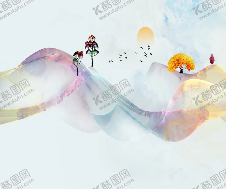 编号：05341209250634032360【酷图网】源文件下载-创意意境山水装饰画