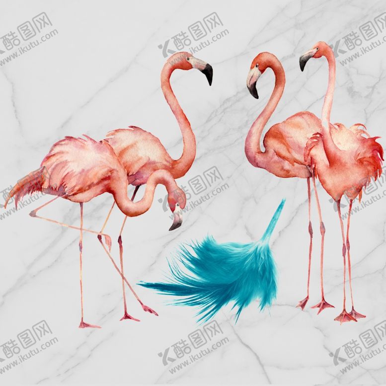 编号：93495209172049117914【酷图网】源文件下载-创意手绘火烈鸟装饰画