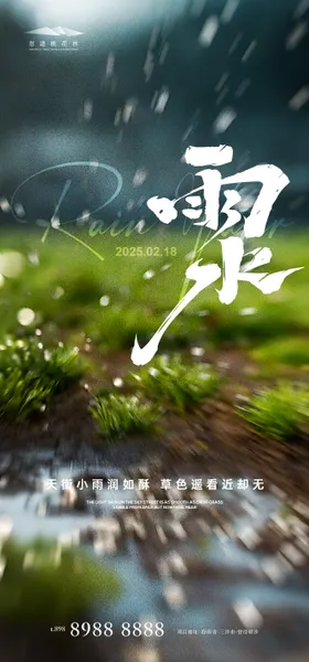 雨水节气海报植物下房地产二十四