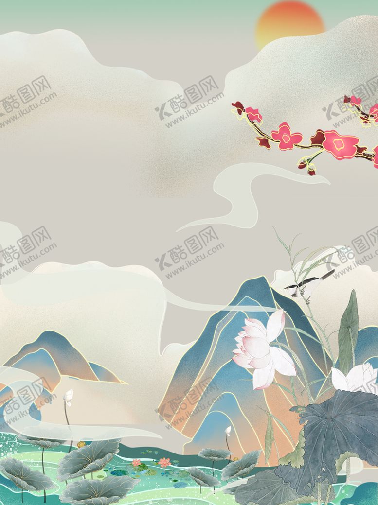编号：82107609220732007546【酷图网】源文件下载-国潮荷花