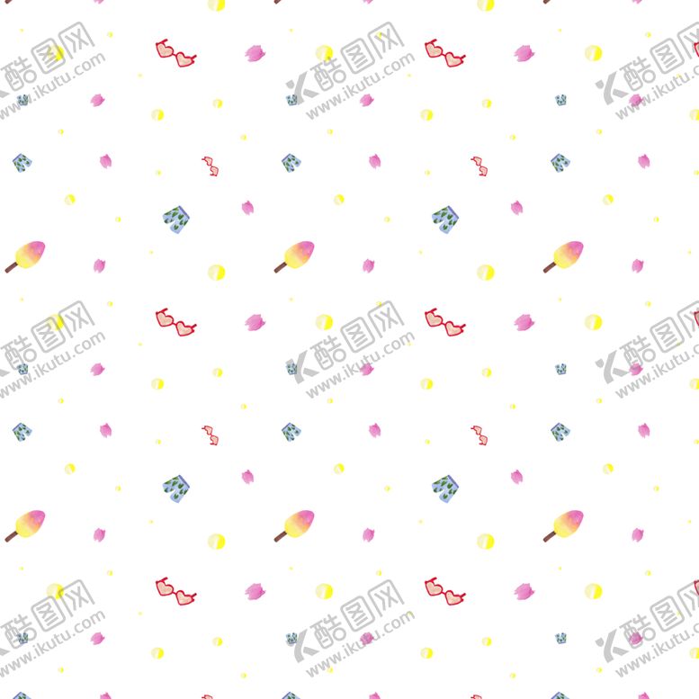 编号：29226910130947319844【酷图网】源文件下载-夏季可爱手绘水彩无缝插图