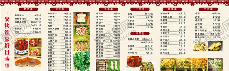 编号：14686709291256219324【酷图网】源文件下载-烧烤店菜单