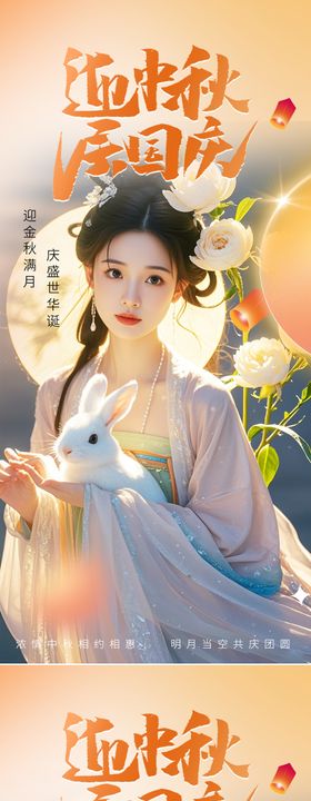 中秋国庆节海报意境传统日公历日人物