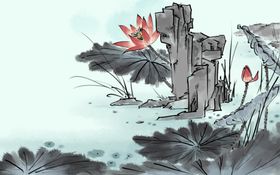 手绘荷花插画