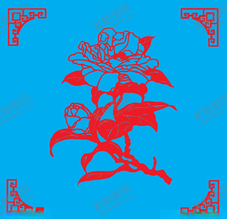 编号：43505307140917548761【酷图网】源文件下载-山茶花剪纸