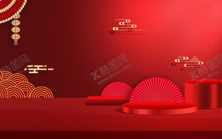 编号：79501609131139009520【酷图网】源文件下载-大红色背景 商品展示台