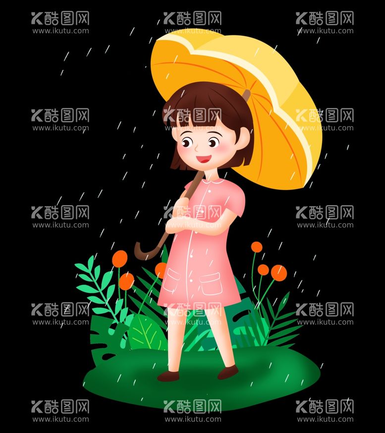 编号：80637103111848007246【酷图网】源文件下载-下雨撑伞的女孩子