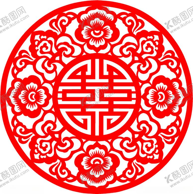 编号：41669104211334184735【酷图网】源文件下载-传统红色双喜剪纸图案