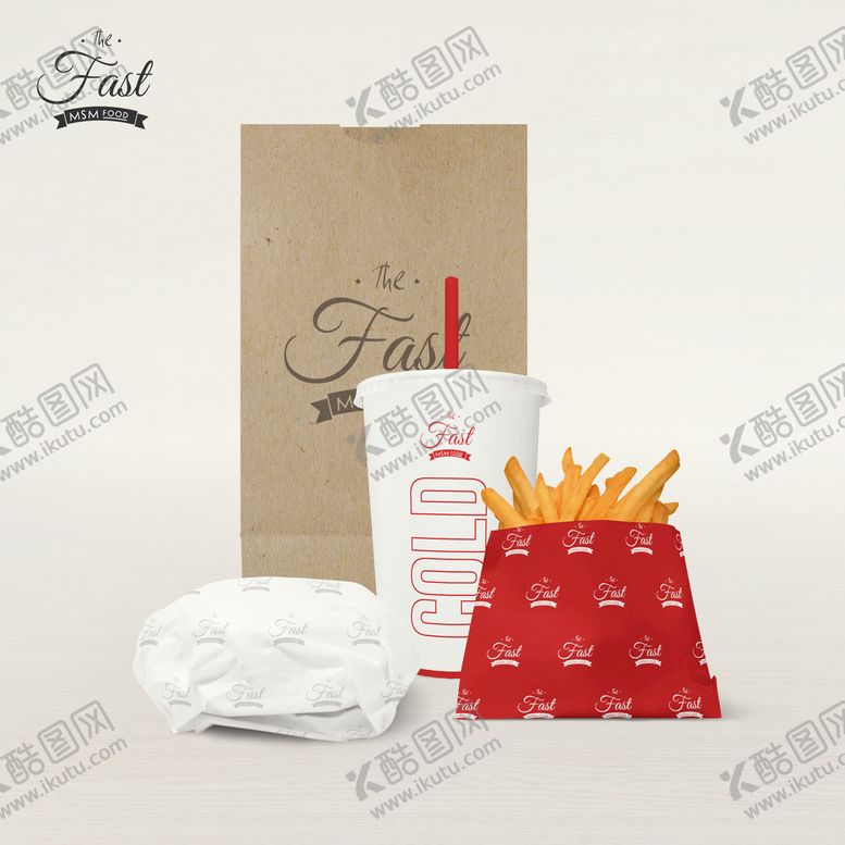 编号：75091409140103160834【酷图网】源文件下载-奶茶纸袋薯条汉堡零食样机模板
