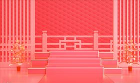 立体粉色场景