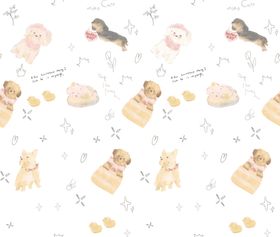 可爱宠物与甜点图案背景