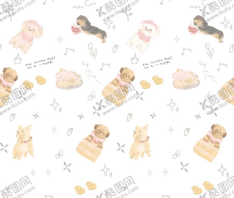 编号：55730704031112454186【酷图网】源文件下载-可爱宠物与甜点图案背景