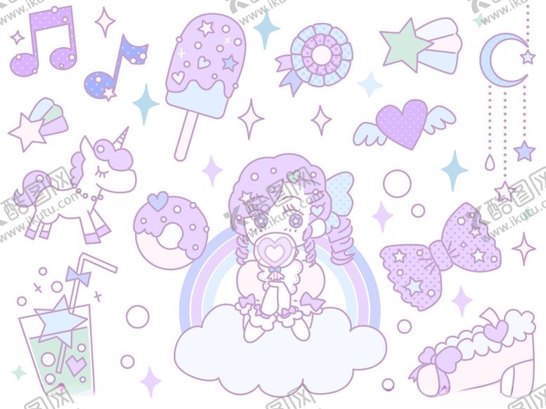 编号：55772006291825235815【酷图网】源文件下载-梦幻少女插画元素集合