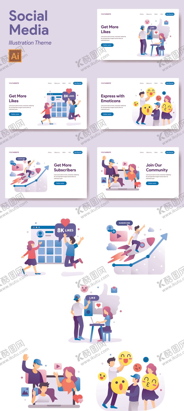 编号：56351910191508482649【酷图网】源文件下载-线上媒体矢量组合图