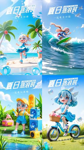 夏日热浪沙滩活动海报