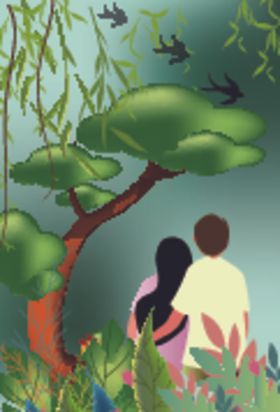 原创春天景色矢量扁平插画