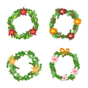 圣诞节花环圆形冬青树枝植物红色果实