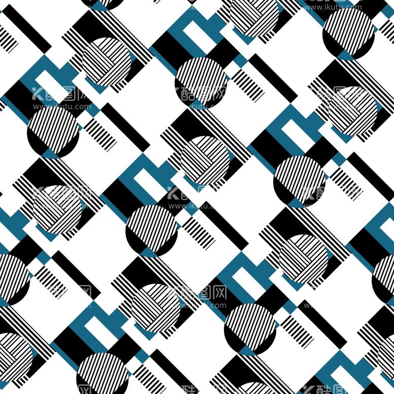 编号：48999111052120442465【酷图网】源文件下载-无缝几何圆点格子印花图案