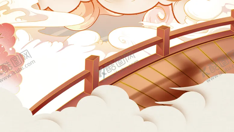 编号：82135909151421418597【酷图网】源文件下载-创意中国风古桥建筑海报插画背景印象城市潮东方