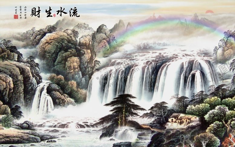 编号：44191506160514548628【酷图网】源文件下载-水墨山水背景墙