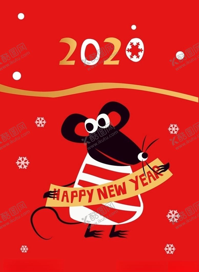 编号：84006610112317223216【酷图网】源文件下载-2020年可爱小老鼠新年海报