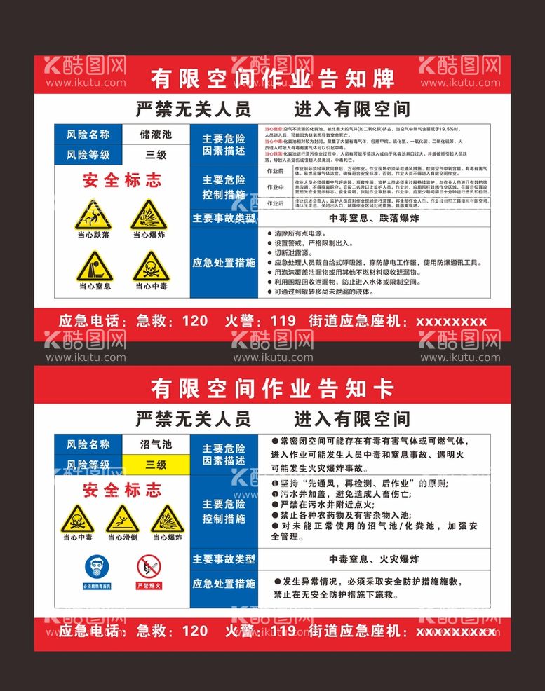 编号：22623611300517485477【酷图网】源文件下载-有限空间作业告知牌