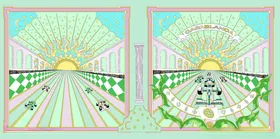 复古风格花园景观插画