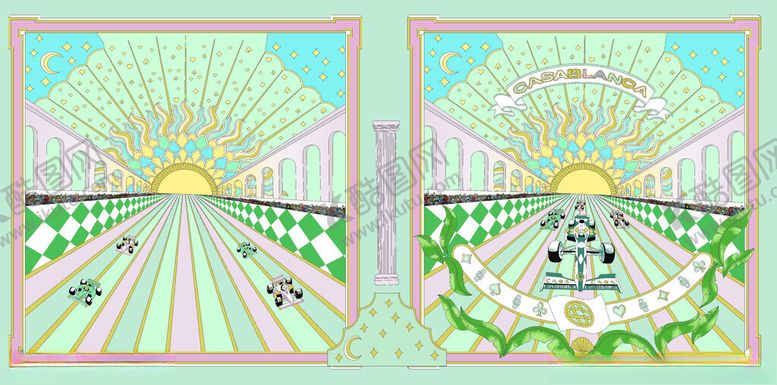 编号：75311111172031459902【酷图网】源文件下载-复古风格花园景观插画