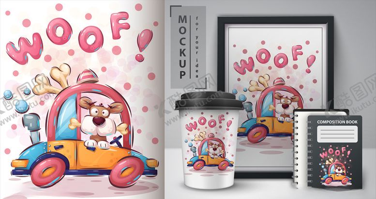 编号：22851010070337336941【酷图网】源文件下载-卡通狗印花