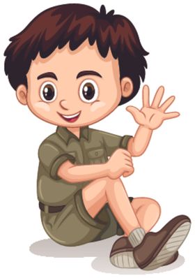 卡通野营儿童