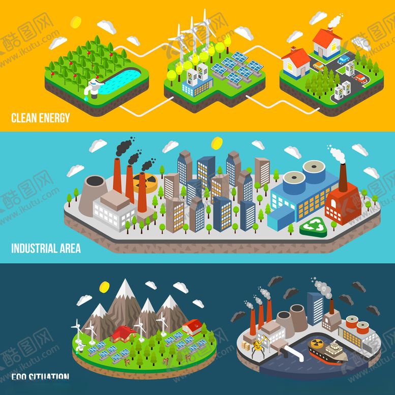 编号：18806211211546242939【酷图网】源文件下载-城市发展中的生态与工业对比