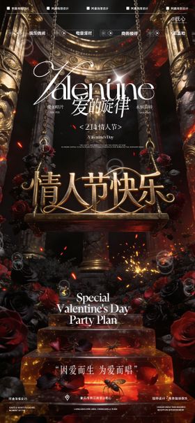 酒吧情人节海报