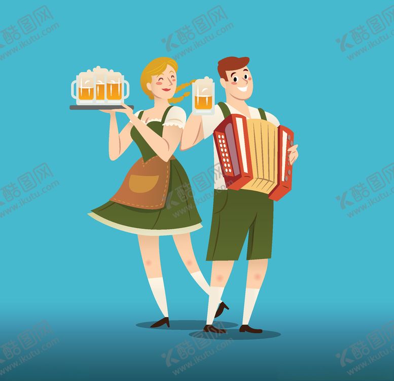 编号：23808810090436104571【酷图网】源文件下载-创意啤酒节男女矢量素材