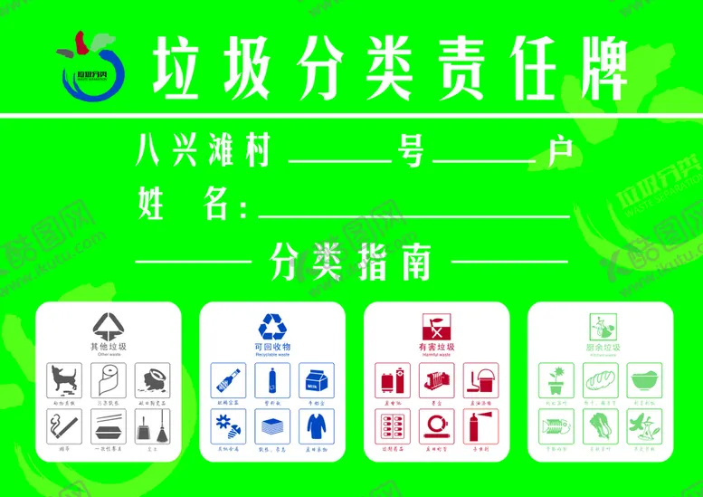 编号：85789501170904498988【酷图网】源文件下载-垃圾分类责任牌