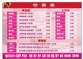 足疗店价格表