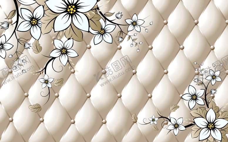 编号：23957309220754544469【酷图网】源文件下载-3D立体百合软包背景墙