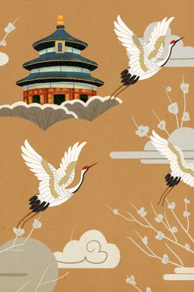 中国风背景水墨画展板手绘花清新展板