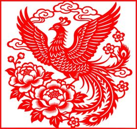凤凰牡丹剪纸艺术图案