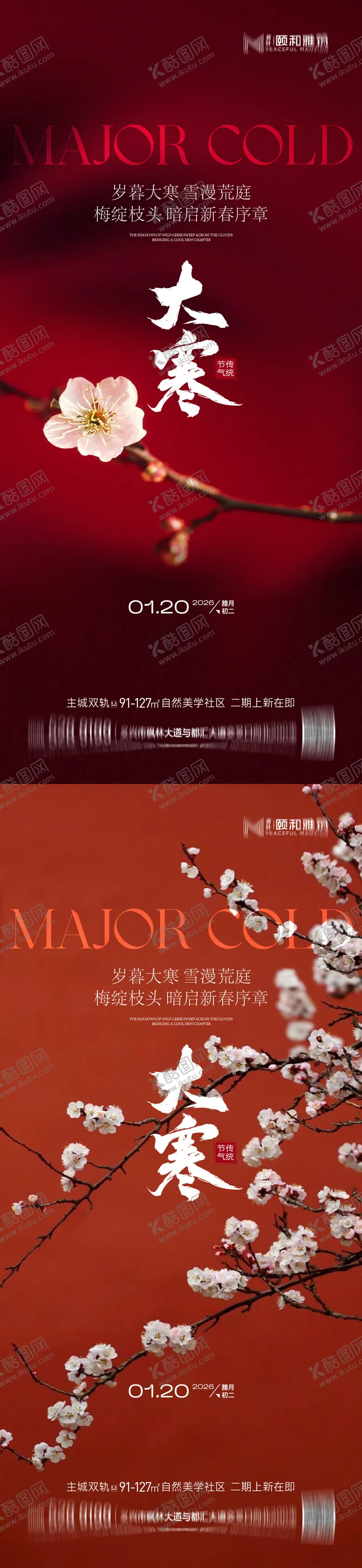 编号：26266701140203561730【酷图网】源文件下载-大寒节气节日海报雪梅花腊梅