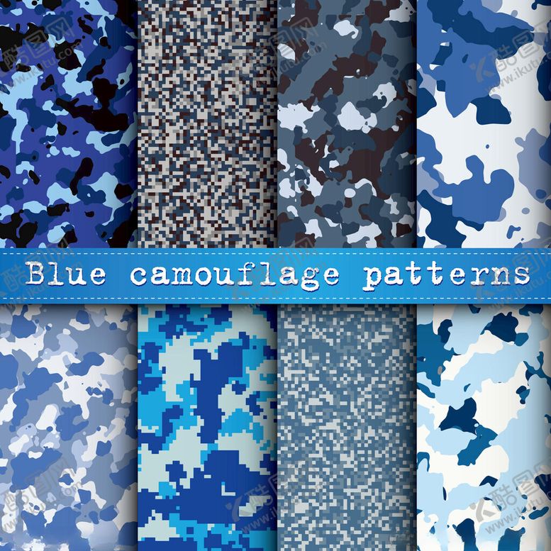 编号：84629811171426106442【酷图网】源文件下载-蓝色迷彩图案集合