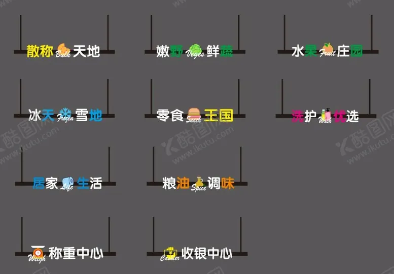 编号：43703511011015217829【酷图网】源文件下载-超市区域发光字